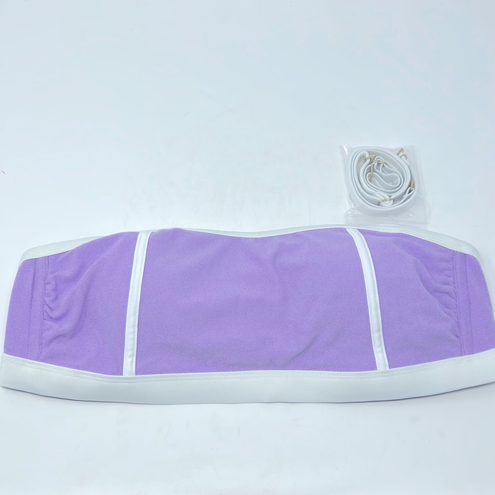 Kona Sol Purple White Removable Straps Bikini Swim Top Size X-Large